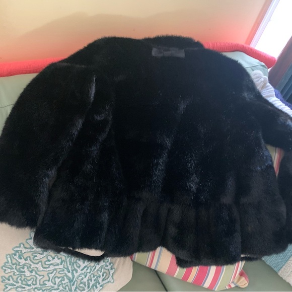 Kate Spade black fur jacket:  bow peplum-medium - Picture 4 of 14